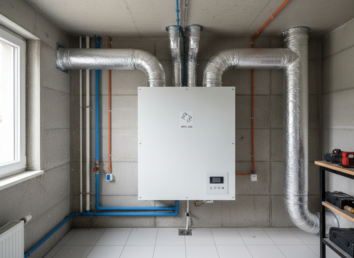 Lüftungsanlage mit Wärmerückgewinnung – Lüftungsgerät und Luftkanäle